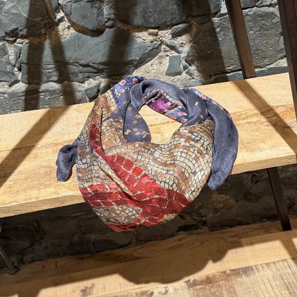 Chanel Mosaic Print Silk Chiffon Square Scarf - Picture 1 of 10